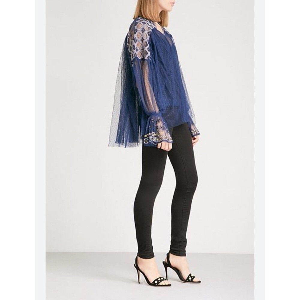 New Free People Joy Ride Navy Top OVERSIZED - OS Size Small Retail $148